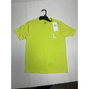 Calvin Klein Jeans Kids Neon Lime Pocket T Shirt M 10 12